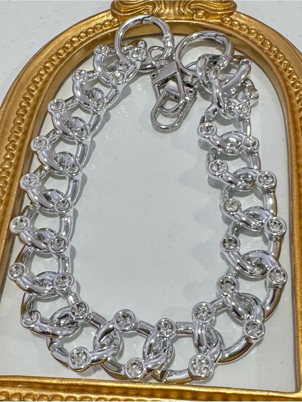 New Silver Crystal Diamond Drip Bag Chain 18 inches